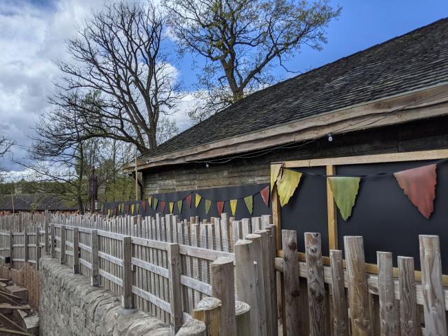Barriers in the queue between the Fast Track and Ride Access Pass queues on Wicker Man at Alton Towers Resort